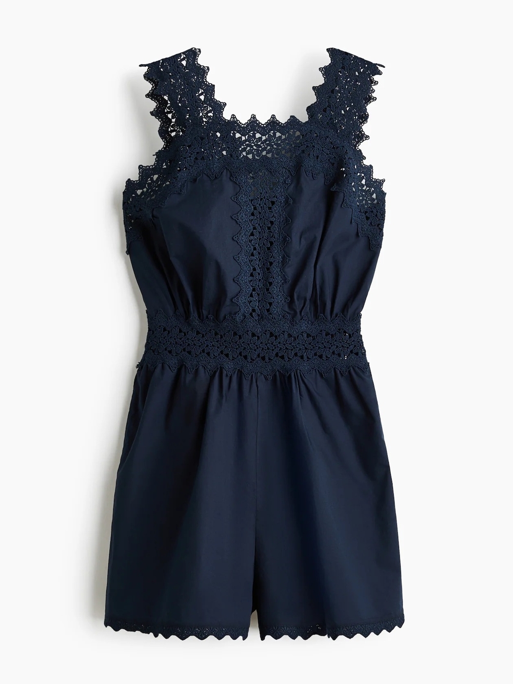 H&M Navy Crochet-Trim Sleeveless Tank Top